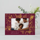 ヴィンテージ葉 |植物写真 箔シーズンカード (立ち正面)