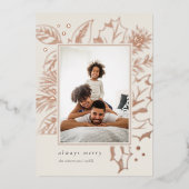 ヴィンテージ葉 |縦型フォトバラ金ゴールド 箔シーズンカード (正面)