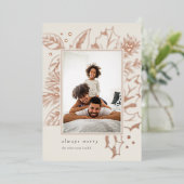 ヴィンテージ葉 |縦型フォトバラ金ゴールド 箔シーズンカード (立ち正面)