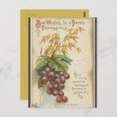 ヴィンテージ葡萄と葉感謝祭 ポストカード (正面/裏面)