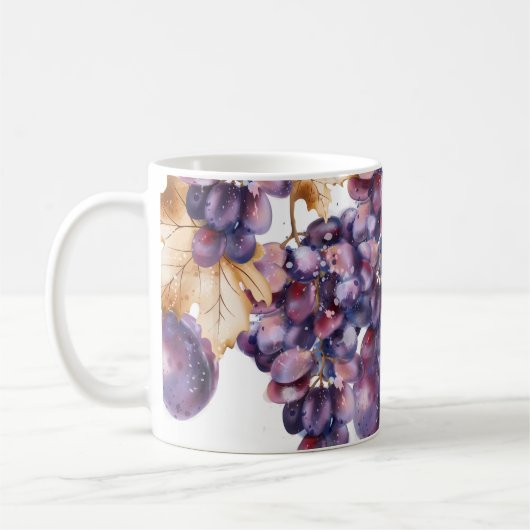 ヴィンテージ葡萄の水彩秋のカード コーヒーマグカップ (左)