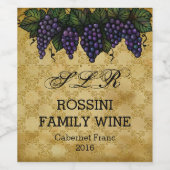 ヴィンテージ葡萄カスタムファミリーワインボトルラベル ワインラベル (シングルラベル)