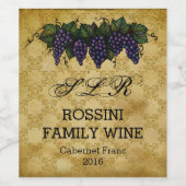 ヴィンテージ葡萄カスタムファミリーワインボトルラベル ワインラベル (シングルラベル)