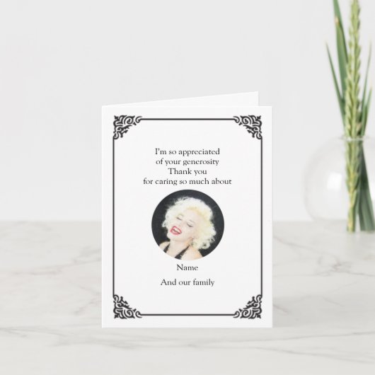 ヴィンテージ葬儀後の黒枠サンキューカード ノートカード (正面)