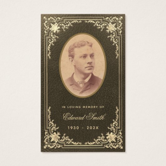 ヴィンテージ葬式黒金ゴールド記念祈りの言葉カード (正面)