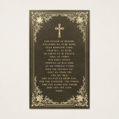 ヴィンテージ葬式黒金ゴールド記念祈りの言葉カード (裏面)