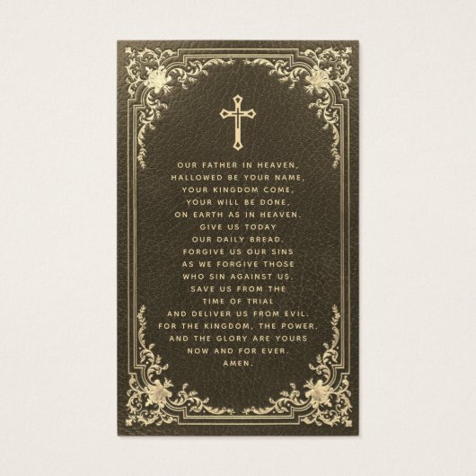 ヴィンテージ葬式黒金ゴールド記念祈りの言葉カード (裏面)