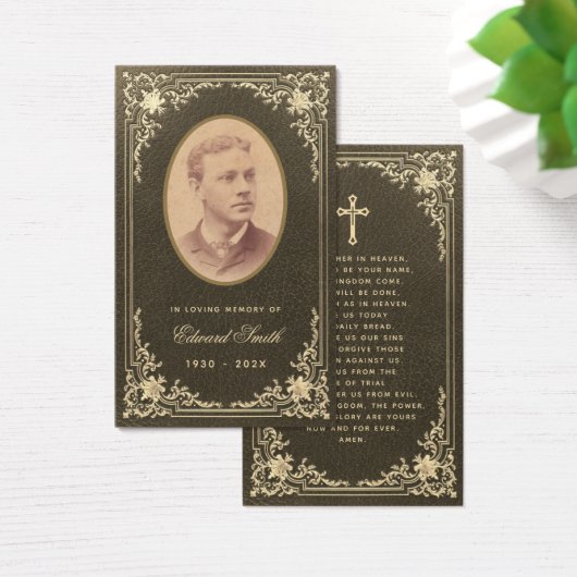 ヴィンテージ葬式黒金ゴールド記念祈りの言葉カード (デスク)