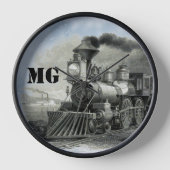 ヴィンテージ蒸気エンジンの列車壁時計 壁時計 (正面)