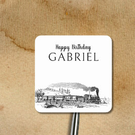 ヴィンテージ蒸気エンジントレイン誕生日 スクエアシール