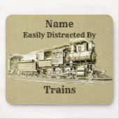 ヴィンテージ蒸気列車に気を散らしやすい名前を付ける マウスパッド (正面)