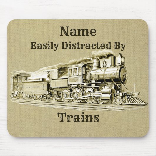 ヴィンテージ蒸気列車に気を散らしやすい名前を付ける マウスパッド (正面)