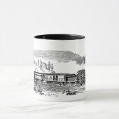 ヴィンテージ蒸気列車のスケッチをマグで描く マグカップ (中央)