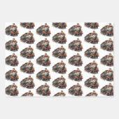 ヴィンテージ蒸気列車の伝統的クリスマスパターン ラッピングペーパーシート (正面)