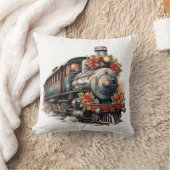 ヴィンテージ蒸気列車の伝統的クリスマス クッション (ブランケット)