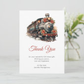 ヴィンテージ蒸気列車の伝統的クリスマス サンキューカード (スタンド正面)