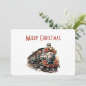 ヴィンテージ蒸気列車の伝統的クリスマス シーズンカード (スタンド正面)