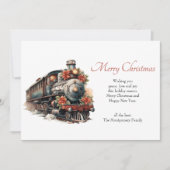 ヴィンテージ蒸気列車の伝統的クリスマス シーズンカード (正面)