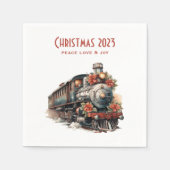 ヴィンテージ蒸気列車の伝統的クリスマス スタンダードカクテルナプキン (正面)