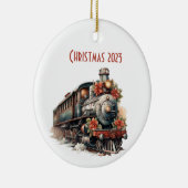 ヴィンテージ蒸気列車の伝統的クリスマス セラミックオーナメント (右)