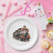 ヴィンテージ蒸気列車の伝統的クリスマス ペーパープレート (パーティー)