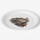 ヴィンテージ蒸気列車の伝統的クリスマス ペーパープレート (アングル)