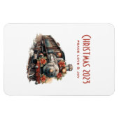 ヴィンテージ蒸気列車の伝統的クリスマス マグネット (横)