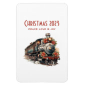 ヴィンテージ蒸気列車の伝統的クリスマス マグネット (縦)