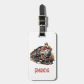 ヴィンテージ蒸気列車の伝統的クリスマス ラゲッジタグ (正面縦)