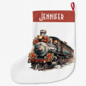 ヴィンテージ蒸気列車の伝統的クリスマス ラージクリスマスストッキング (裏面)