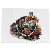 ヴィンテージ蒸気列車の伝統的クリスマス ラージペーパーバッグ (裏面)