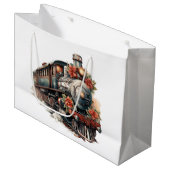 ヴィンテージ蒸気列車の伝統的クリスマス ラージペーパーバッグ (正面アングル)