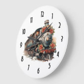 ヴィンテージ蒸気列車の伝統的クリスマス ラージ壁時計 (傾斜)