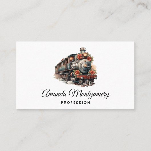 ヴィンテージ蒸気列車の伝統的クリスマス 名刺 (正面)