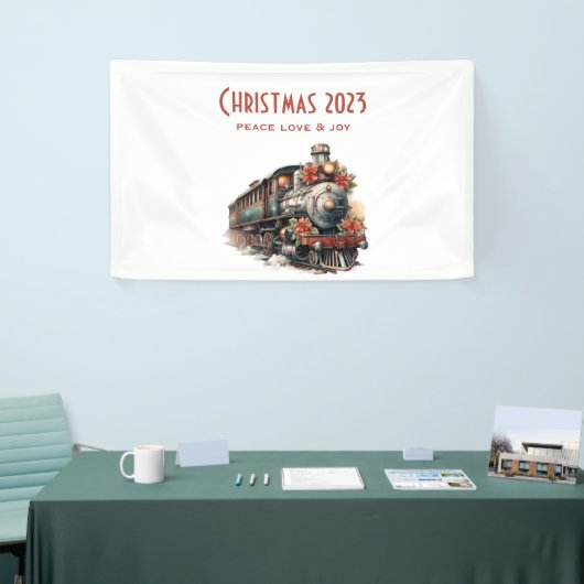 ヴィンテージ蒸気列車の伝統的クリスマス 横断幕 (トレードショー)