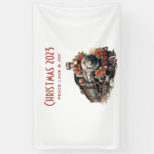 ヴィンテージ蒸気列車の伝統的クリスマス 横断幕 (縦)