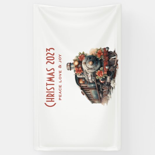 ヴィンテージ蒸気列車の伝統的クリスマス 横断幕 (縦)