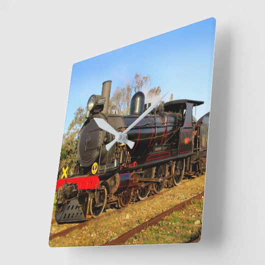 ヴィンテージ蒸気列車の壁時計 スクエア壁時計 (傾斜)