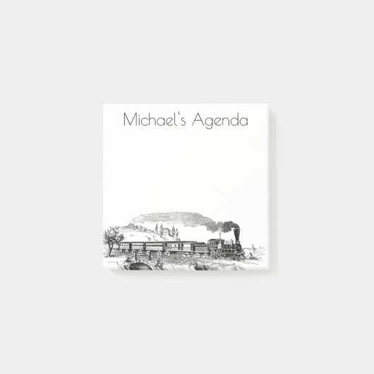 ヴィンテージ蒸気列車イラストレーション ポストイット (正面)