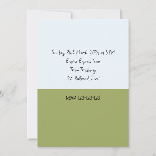 ヴィンテージ蒸気列車オン鉄道軌道芸術誕生日 招待状 (裏面)