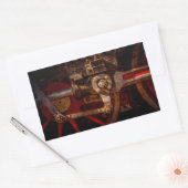 ヴィンテージ蒸気列車ギア 長方形シール (封筒)