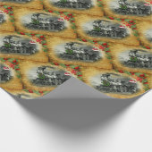 ヴィンテージ蒸気列車クリスマス ラッピングペーパー (角)