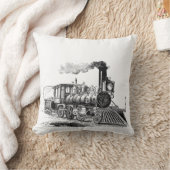 ヴィンテージ蒸気列車スケッチ クッション (ブランケット)