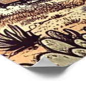 ヴィンテージ蒸気列車スケッチ ポスター (角)