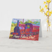 ヴィンテージ蒸気列車レール愛好家の父の日カード カード (黄色い花)