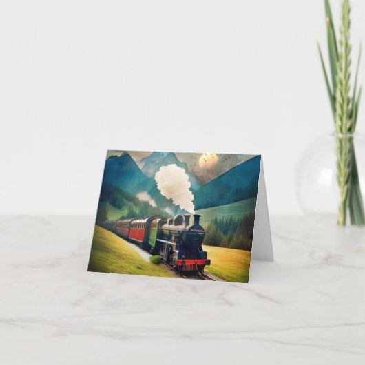 ヴィンテージ蒸気列車誕生日 カード (正面)