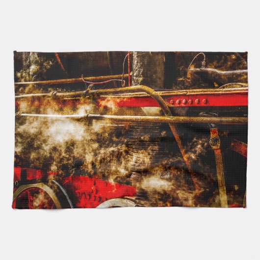 ヴィンテージ蒸気列車 – 蒸気 キッチンタオル (横)