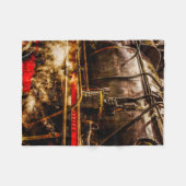 ヴィンテージ蒸気列車 – 蒸気 フリースブランケット (正面(横))