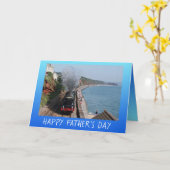 ヴィンテージ蒸気機関の父の日パーソナライズされた カード (黄色い花)