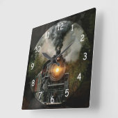 ヴィンテージ蒸気機関列車 スクエア壁時計 (傾斜)
